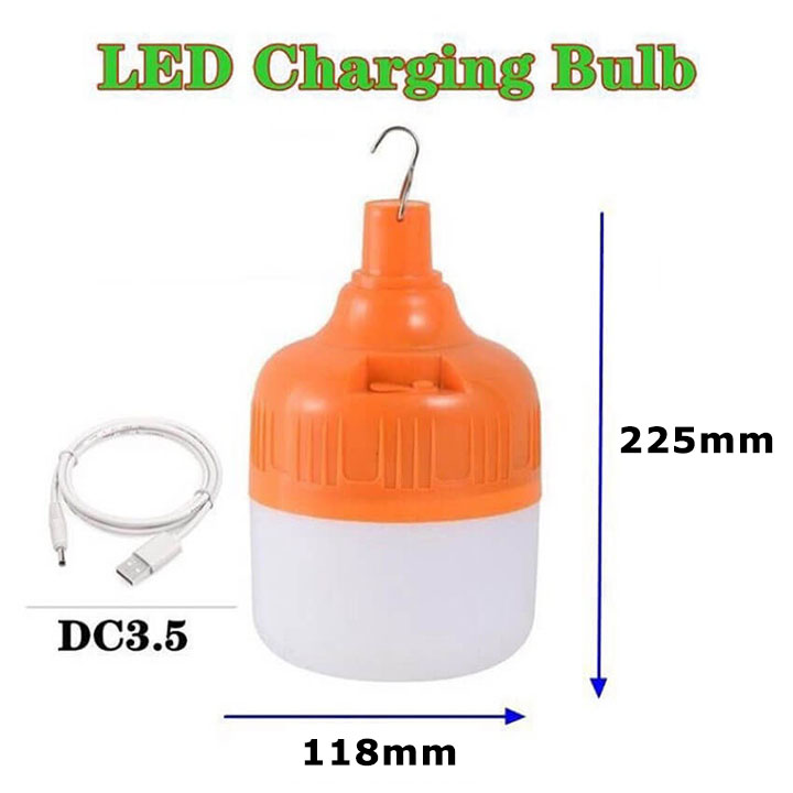 Bóng đèn Led sạc tích điện 150W siêu sáng sử dụng 6-8h, đèn Led trụ Bulb sạc pin 18650 có móc treo