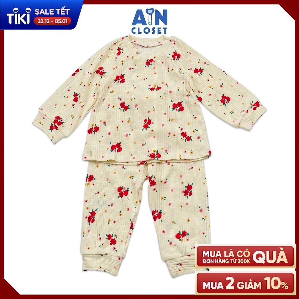 Bộ quần áo dài bé gái họa tiết hoa Bát Tiên đỏ thun cotton - AICDBGIL8PZK - AIN Closet