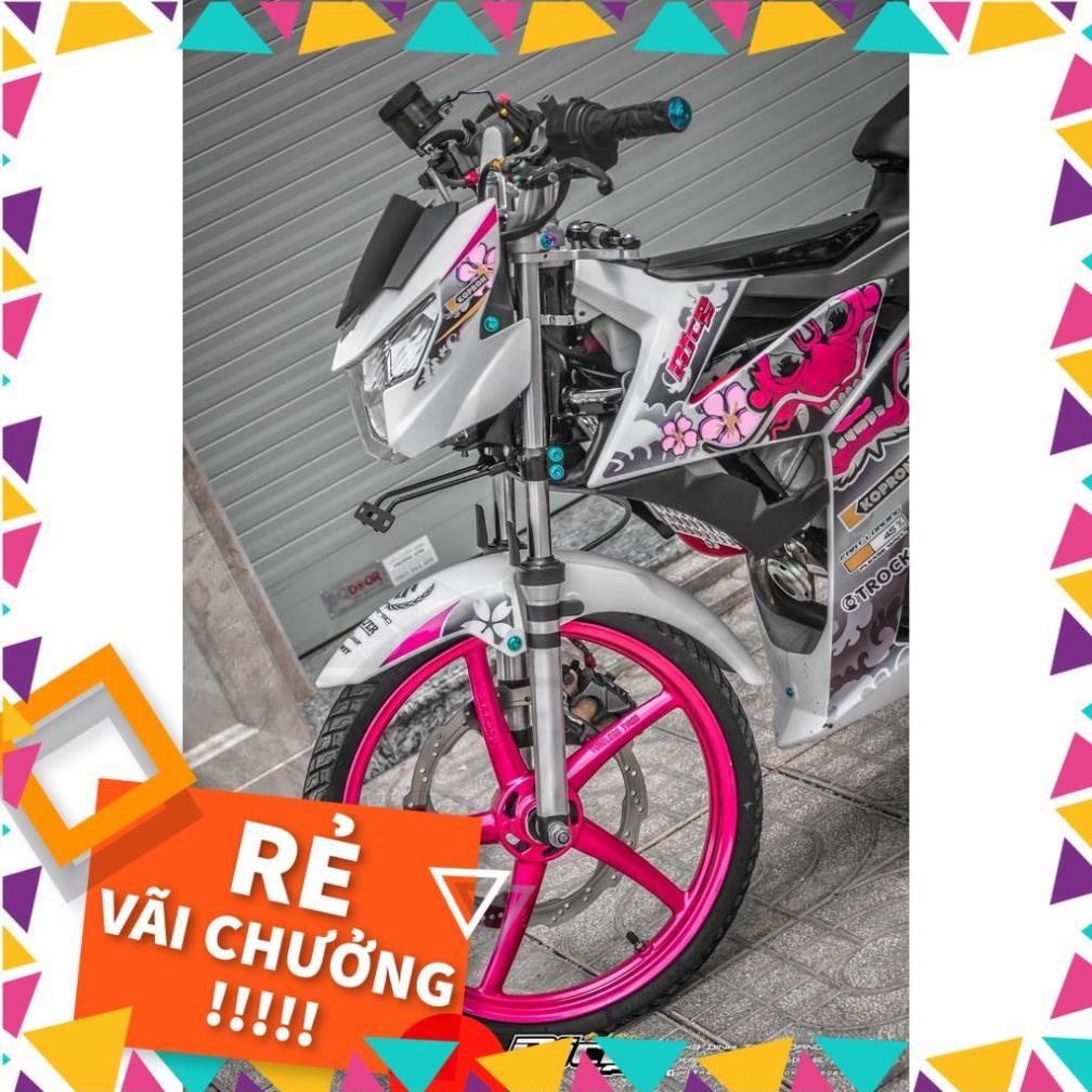 Tem Rời Raider FI Mẫu Đầu Lân Chữ Satria Trắng Hồng