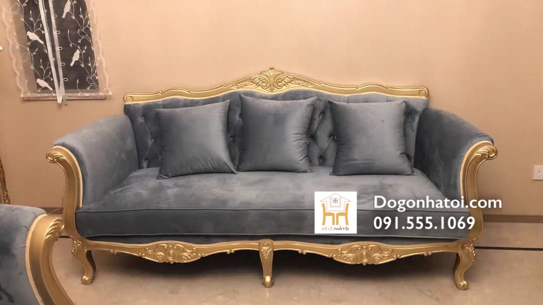 Ghế Sofa Gỗ, Dát Viền Vàng Tân Cổ Điển Cao Cấp SF414 - Đồ Gỗ Nhà Tôi