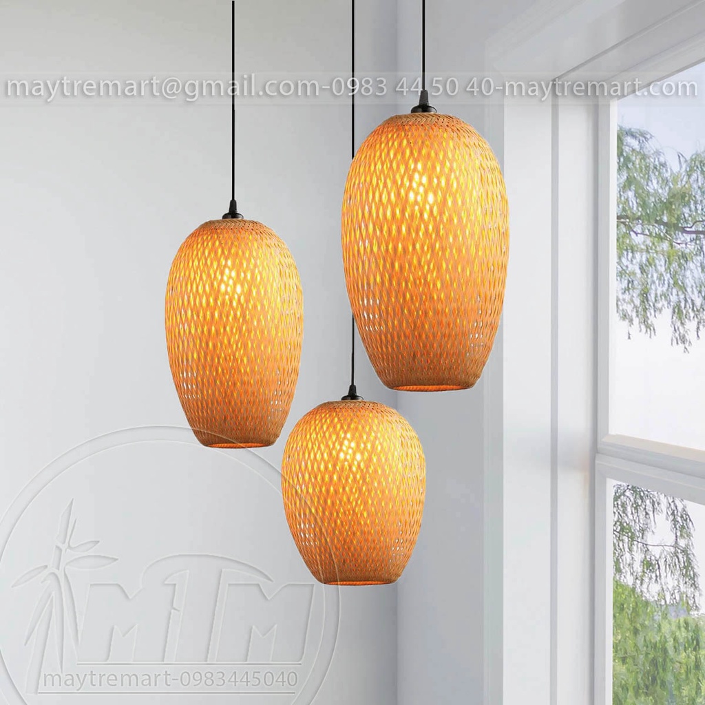 Đèn tre 2 lớp MTDT54 - Đèn mây tre, Đèn trang trí, Đèn treo thả
