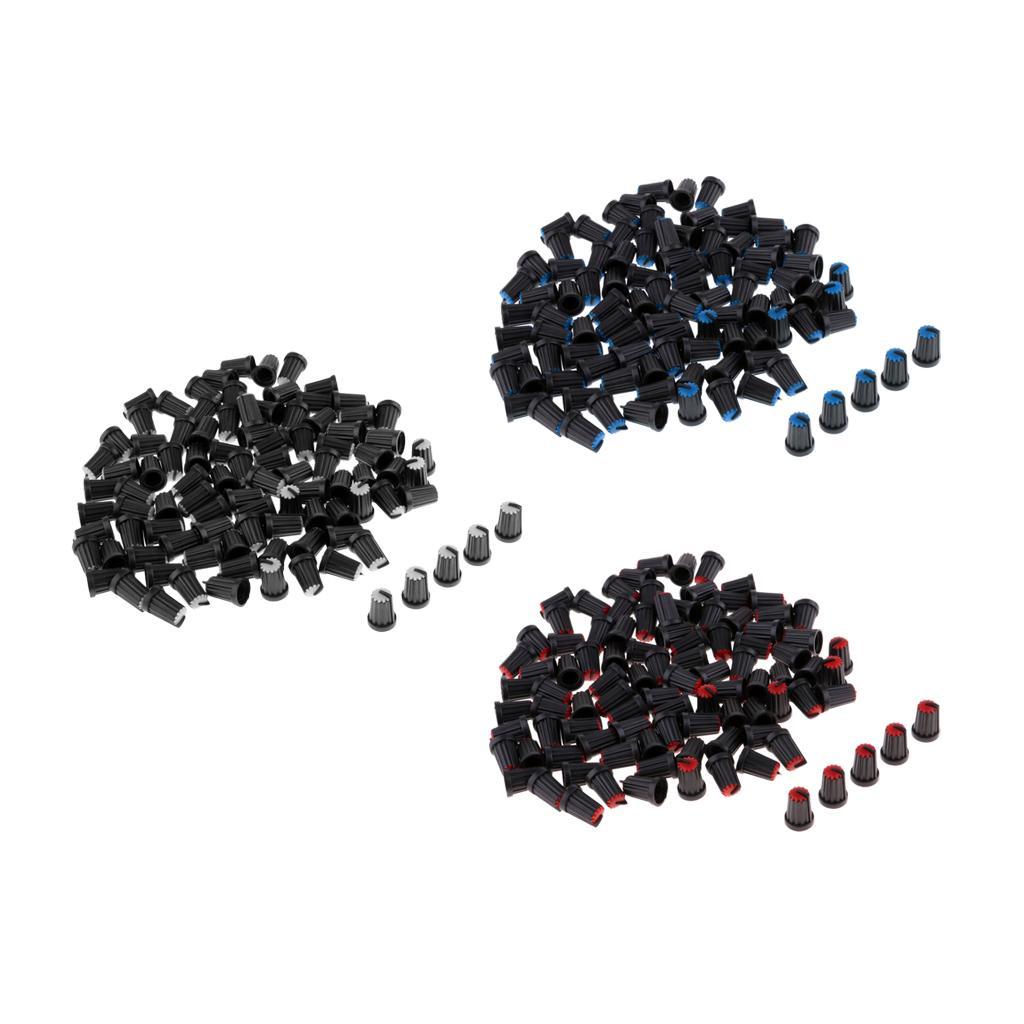100pcs 6mm Potentiometer Shaft Control Rotary Knob Cap Buttom
