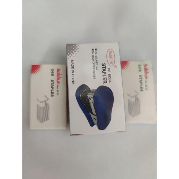 Bộ 1 bấm kim mini và 2 hộp kim 24/6 số 12