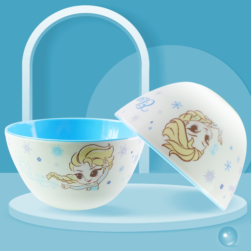 Chén tô tròn ăn dặm Disney nhựa melamine mới 2022 hình Elsa Frozen màu xanh cho bé