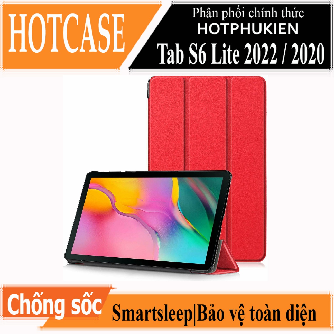 Case bao da chống sốc cho Samsung Galaxy Tab S6 Lite 2022 / 2020 10.4 inch (SM - P615 / P610) hiệu HOTCASE thiết kế siêu mỏng hỗ trợ Smartsleep, gập nhiều tư thế, mặt da siêu mịn - hàng nhập khẩu