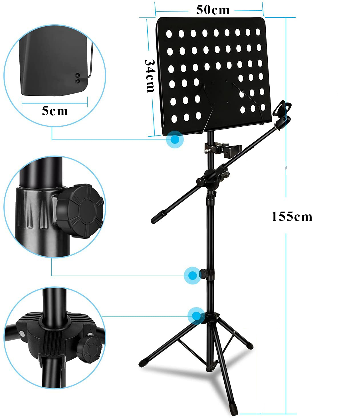 Giá để sách nhạc D2 - Kèm kẹp mic, kẹp điện thoại - Chân giá đỡ bản nhạc tích hợp chân đứng gắn micro, điện thoại - Chất liệu hợp kim chắc chắc, chiều cao từ 80cm đến 155cm - Tháo gỡ, gấp gọn dễ dàng - Hỗ trợ chơi nhạc, hát karaoke, livestream, thu âm