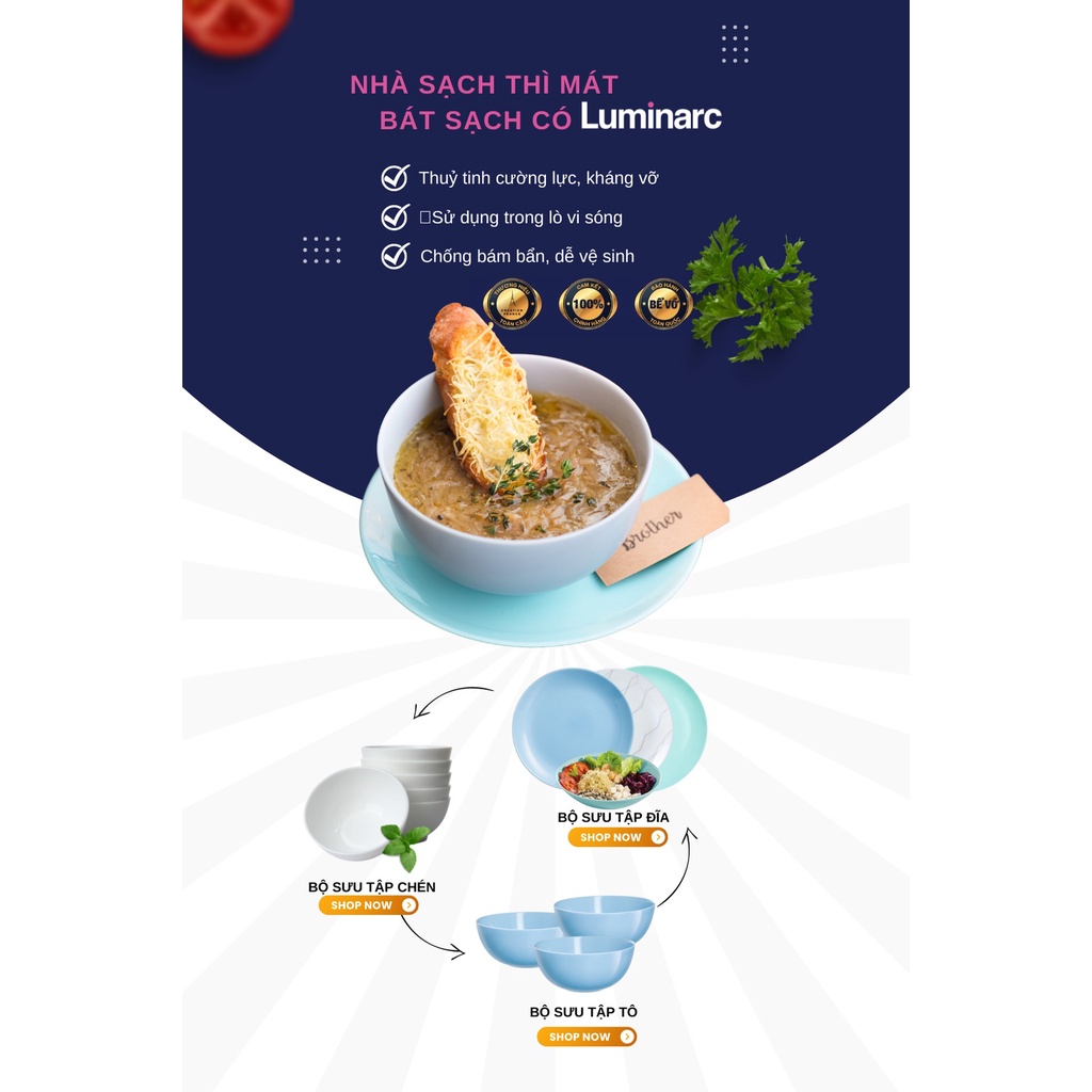 Tô Thủy Tinh Luminarc Diwali Trắng 18cm cường lực, kháng vỡ - 1 cái - N3975