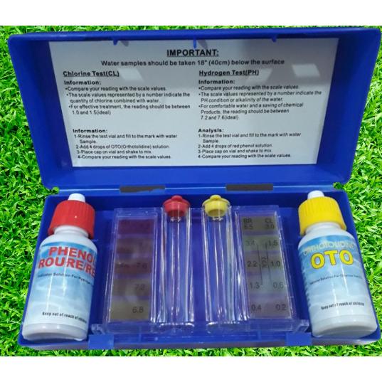 HỘP THỬ NƯỚC KIỂM TRA CLO, PH, BỘ TEST NƯỚC HỒ BƠI 2 IN 1, CE029, EMAUX