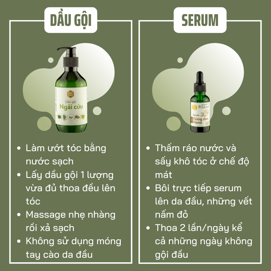 Bộ Đôi Dầu Gội Ngải Cứu và Serum Gừng Đen Nano Mộc Nhu