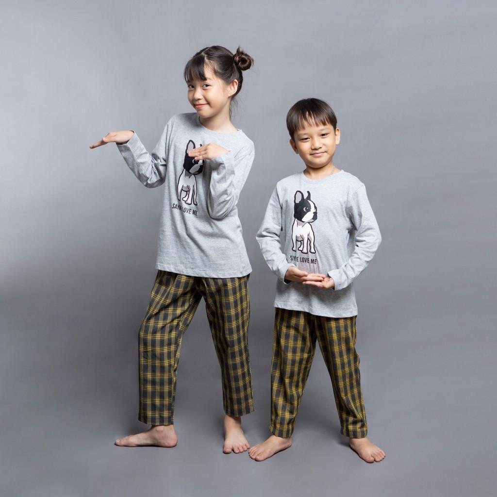 Bộ mặc nhà trẻ em bộ đồ ngủ cotton dài tay ấm áp thoải mái KBST0005-6