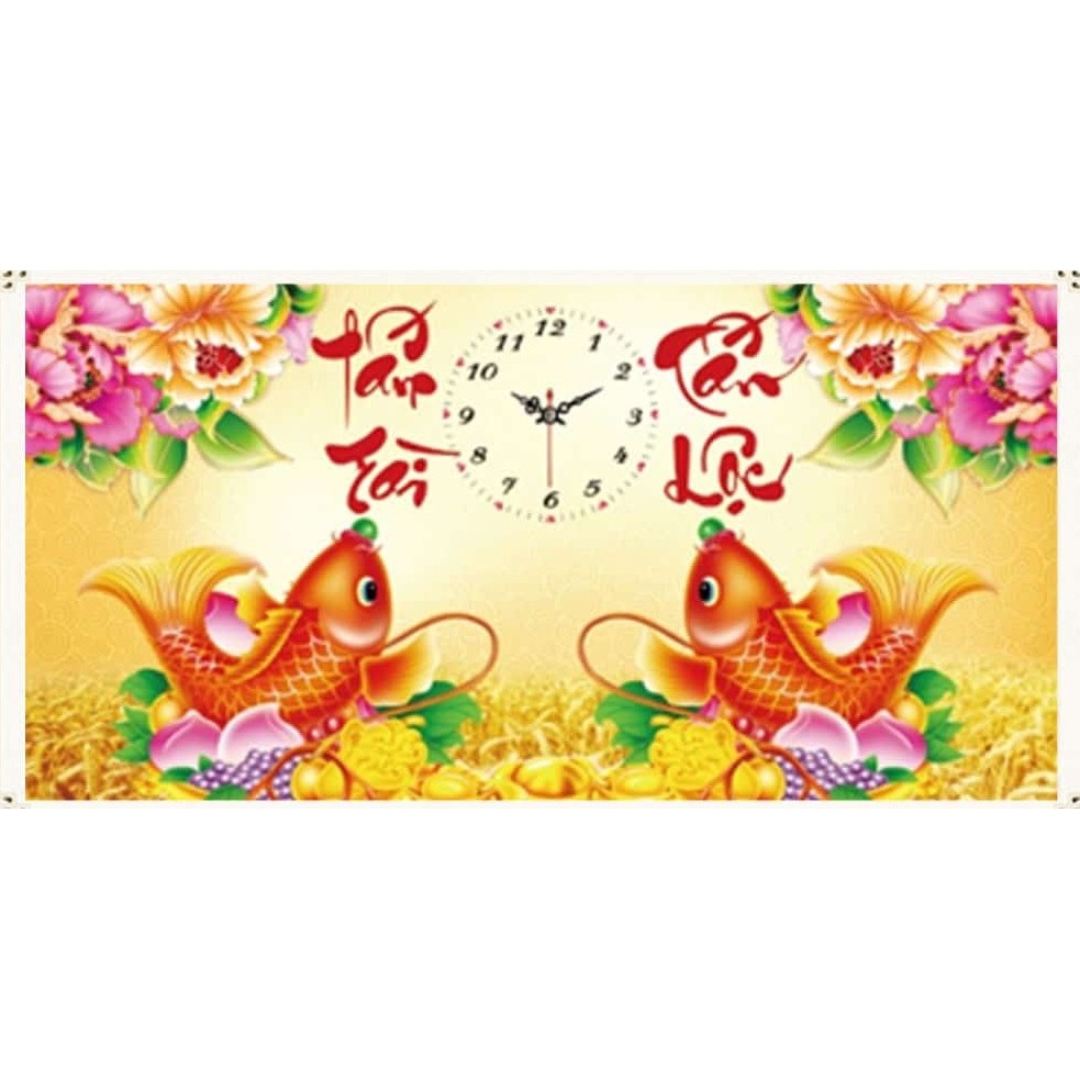 TRANH ĐÍNH ĐÁ TẤN TÀI TẤN LỘC 90x50cm -tự đính