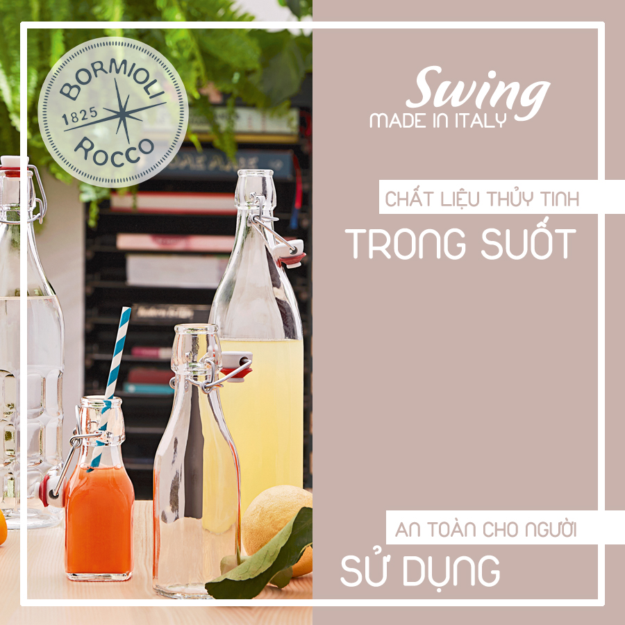 Chai Thủy Tinh Vuông Swing Bormioli Rocco - 0,125 Lít