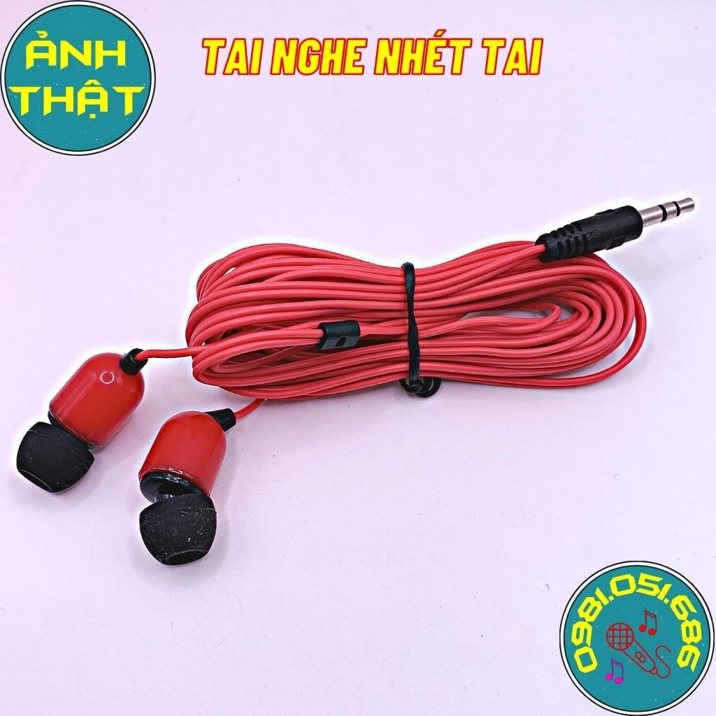 Tai nghe nhét tai có dây bass chống ồn màu đỏ dài 2 mét có đệm mút tai cắm được mọi dòng điện thoại máy tính