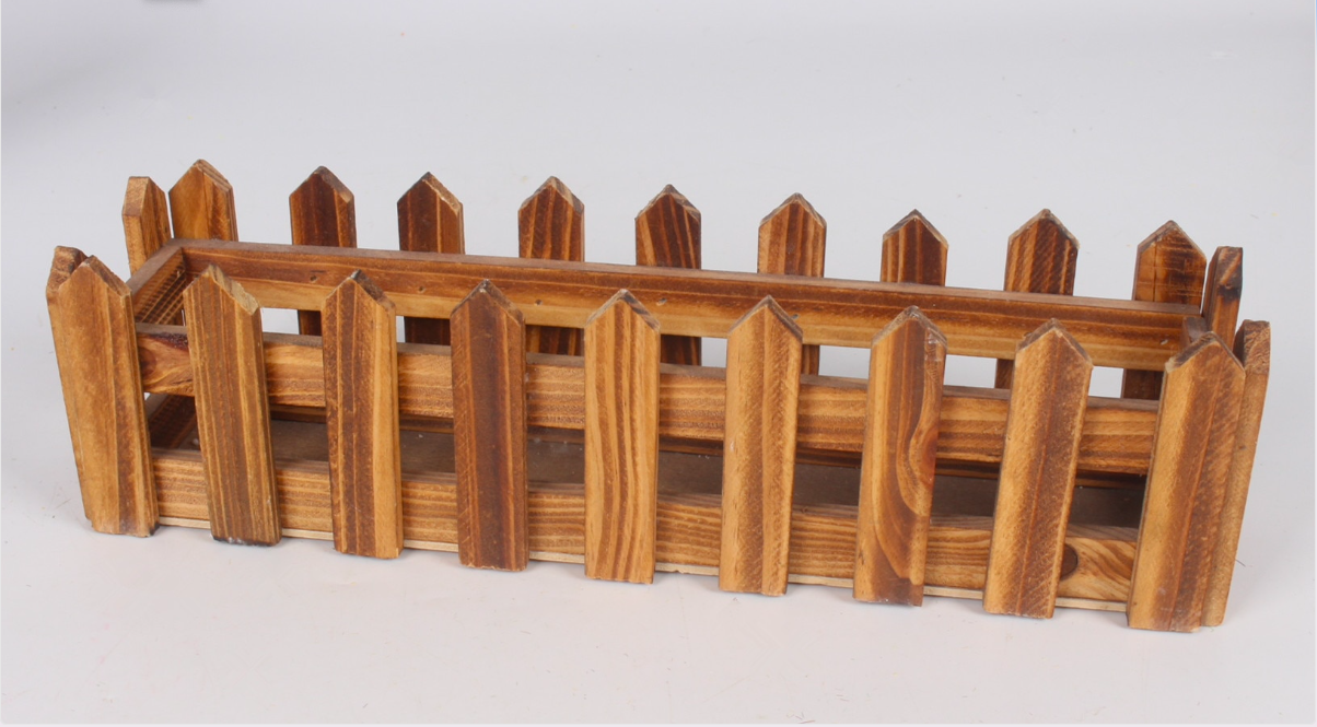 Chậu hàng rào gỗ nâu - Kích thước 50x10x10cm - Chậu cây, cây giả, hoa lụa trang trí nhà cửa