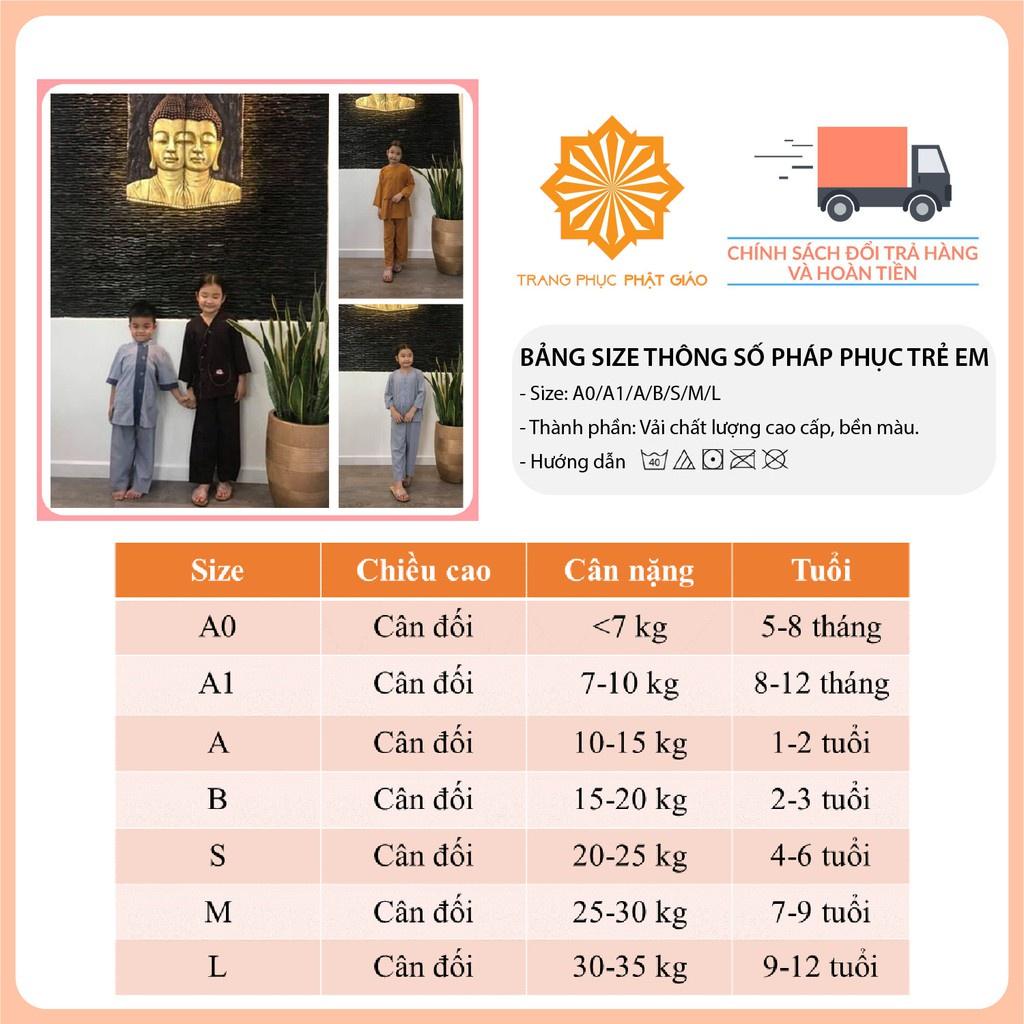 Đồ lam đi chùa bé gái - Pháp phục mẫu vạt hò vải kate, bền màu không nhăn xưởng may Liên Cúc
