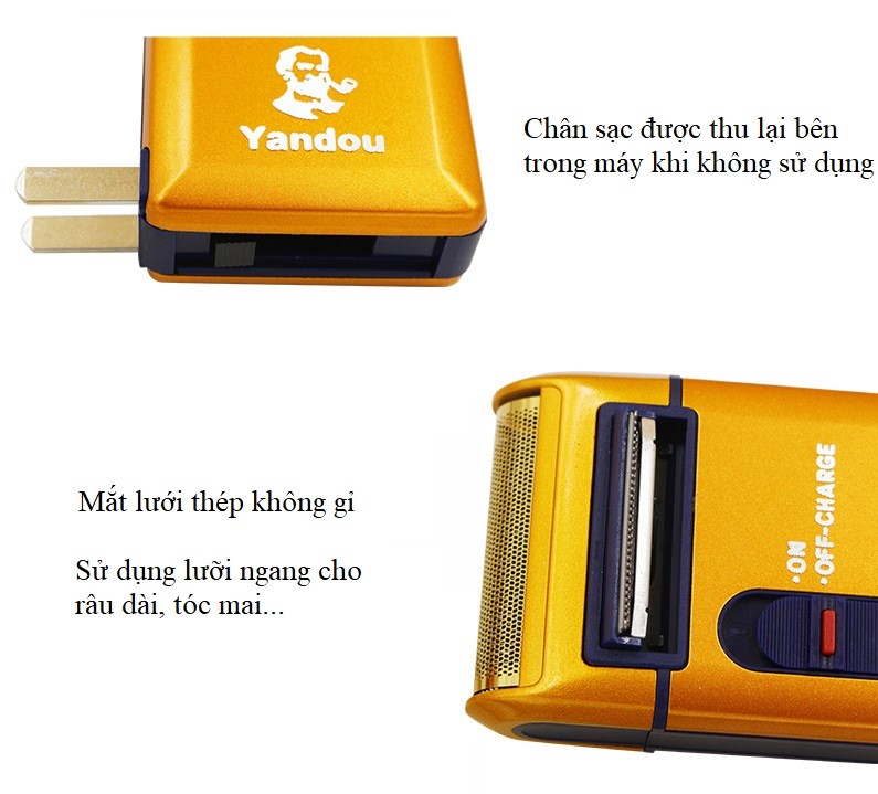 Máy Cạo Râu Yandou Mini Màu Vàng Sang Trọng Sắc Bén SC316U