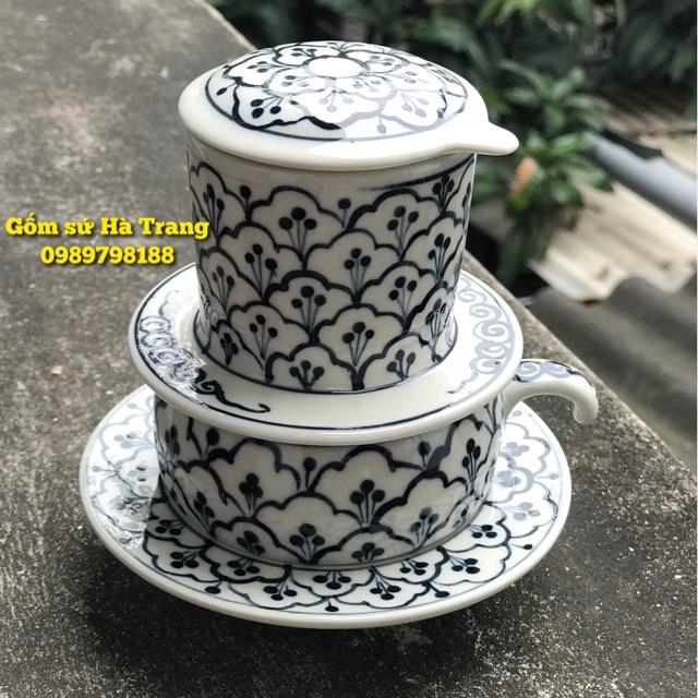 Phin pha cafe gốm sứ Bát Tràng cao cấp Vẽ hoạ tiết thủ công