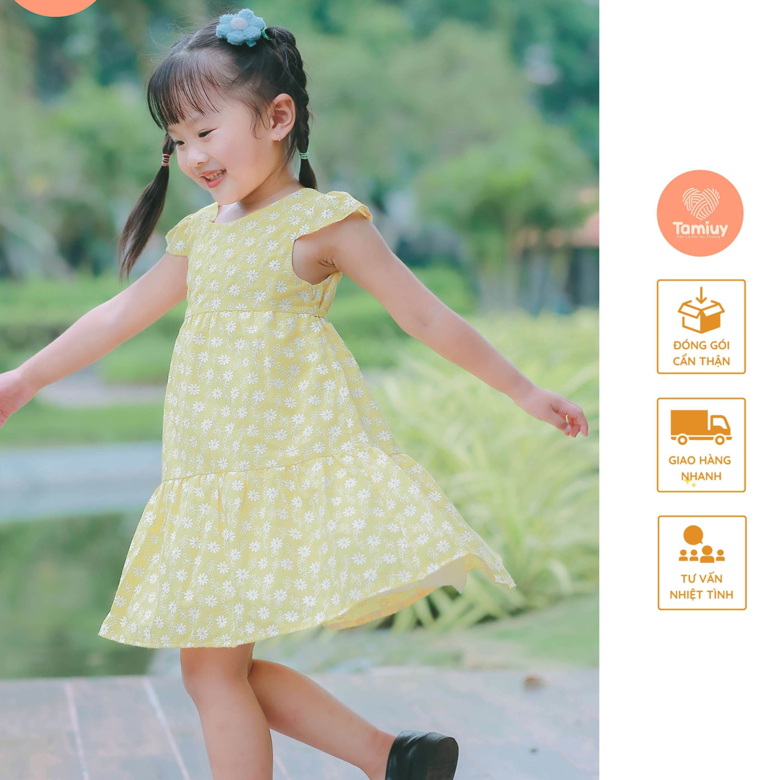 Đầm Baby Doll Hoa Cúc Tamiuy Dễ Thương Xinh Xắn Đáng Yêu Dành Cho Bé Gái Từ 1-10 Tuổi