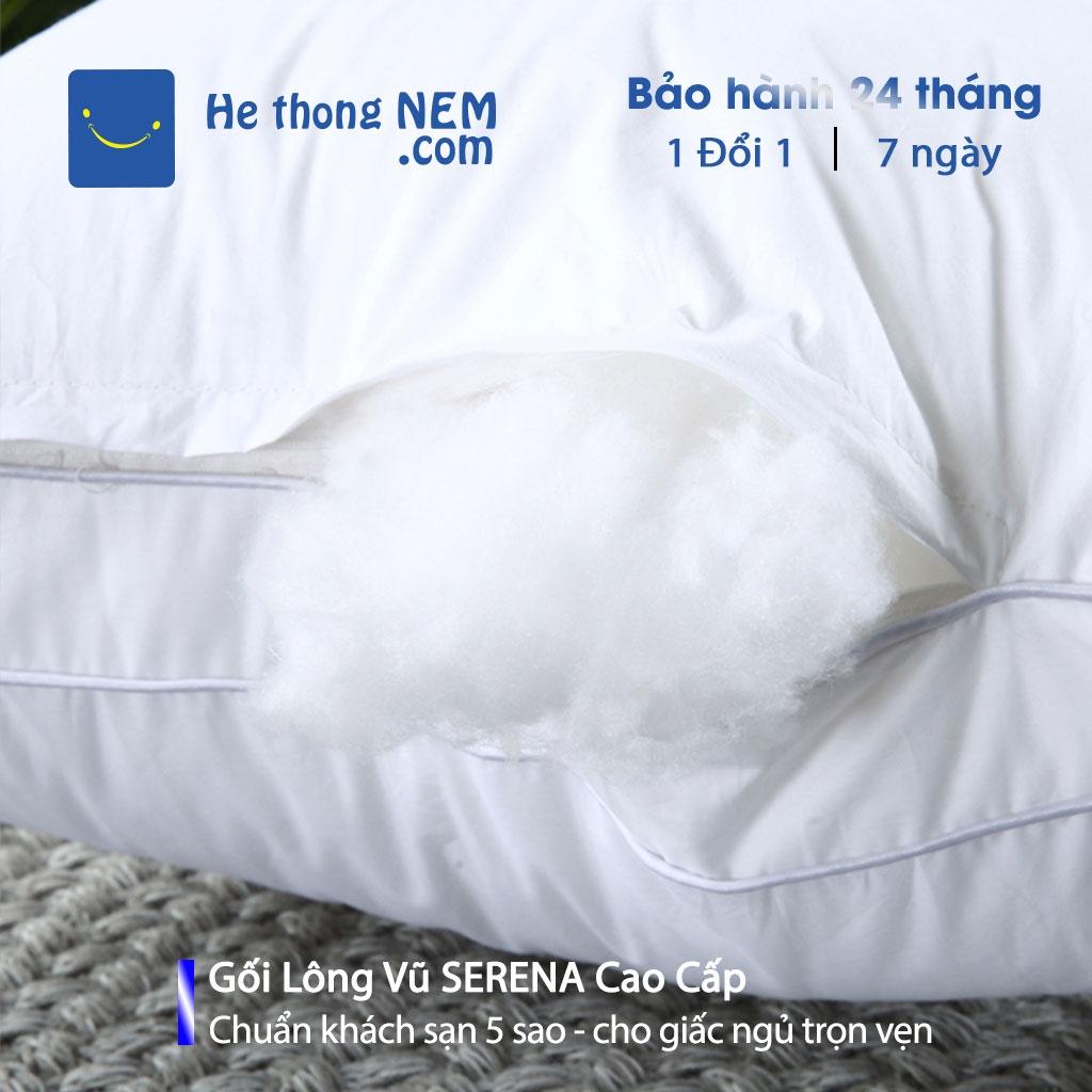 Gối Lông Vũ Nhân Tạo Serena Cao Cấp Ruột Gối Lông Vũ Mềm Kê Cổ Gối Đầu Nằm Ngủ Ngon Chuẩn Khách Sạn Năm Sao