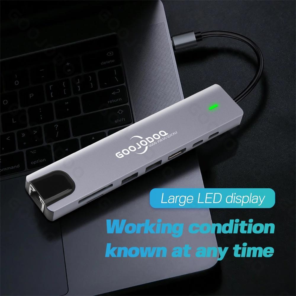 Bộ chuyển đổi GOOJODOQ từ Type C ra đa cổng kết nối 8 trong 1 cho laptop táo Pro