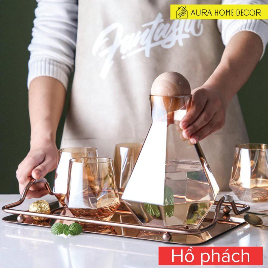 Bộ bình nước + 4 cốc thuỷ tinh - khay đổi màu chịu nhiệt cao cấp mẫu mới 2021 - BTT2.1