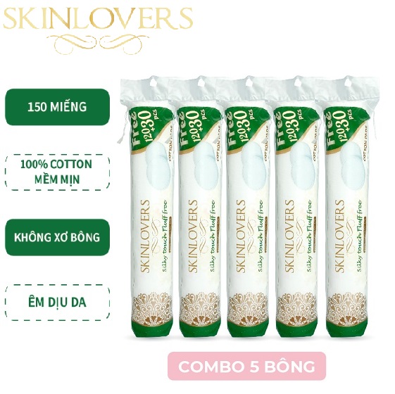 Combo 5 Gói Bông Tẩy Trang Skinlovers 120+30 miếng ( 5 x 150 miếng)