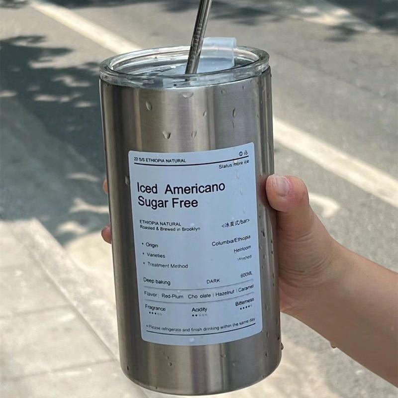 Ly nước giữ nhiệt cao cấp Inox 304 Bình nước giữ nhiệt có vòi hút dung tích 600ml