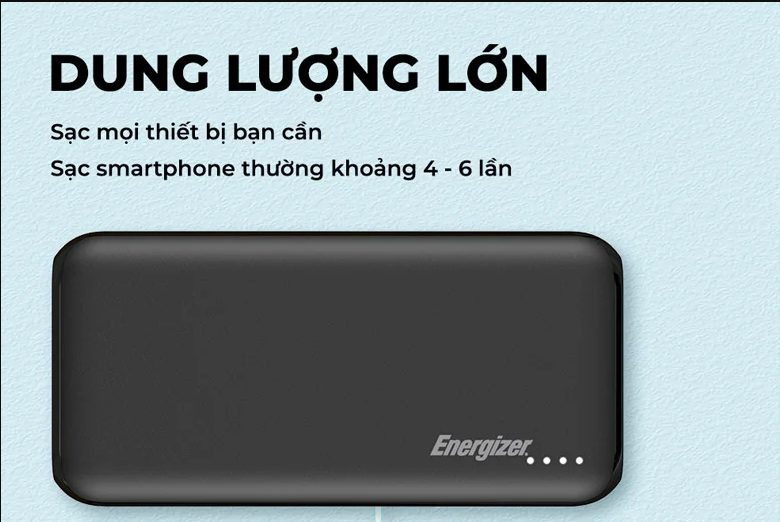 Pin dự phòng Energizer 20,000mAh /3.7V Li-Polymer - UE20010 Sạc nhanh - Hàng Chính Hãng