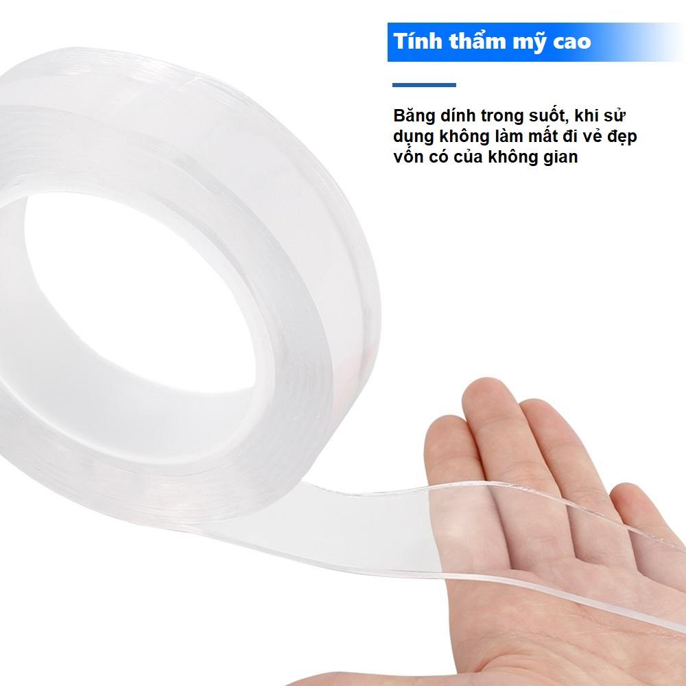 Băng Dính 2 Mặt Đa Năng Trong Suốt, Dính Được Mọi Bề Mặt, Chất Liệu