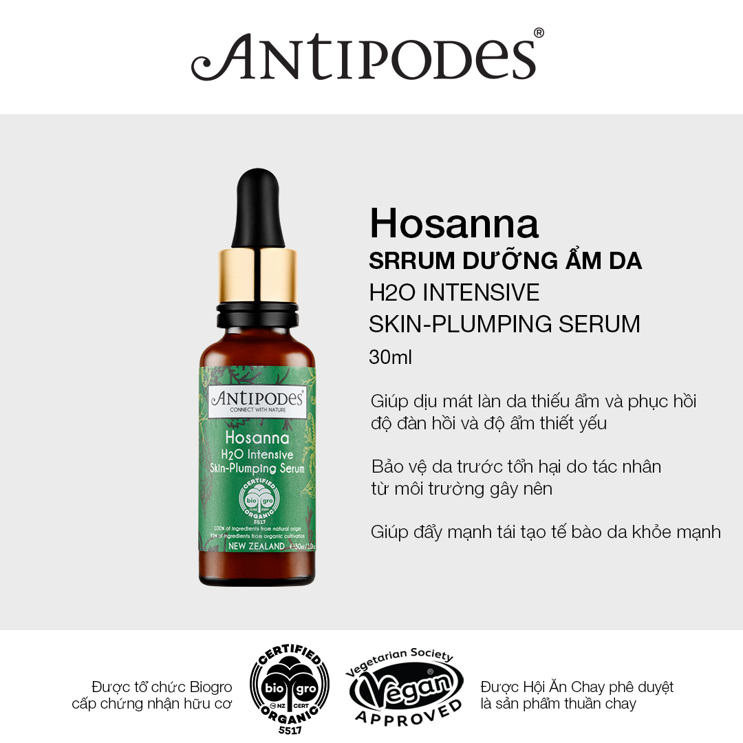 Serum Dưỡng Ẩm Da Antipodes Hosanna H20 Intensive Skin-Plumping Serum 30ml