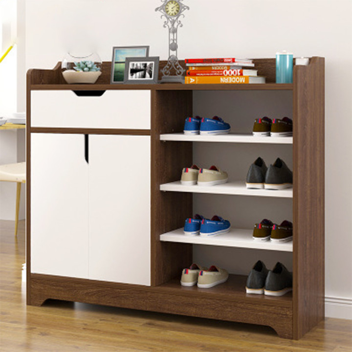 Tủ giày dép gỗ 2 cánh 4 ngăn cao cấp decor nội thất đẹp - Kệ để giày tiết kiệm diện tích - Giao màu ngẫu nhiên
