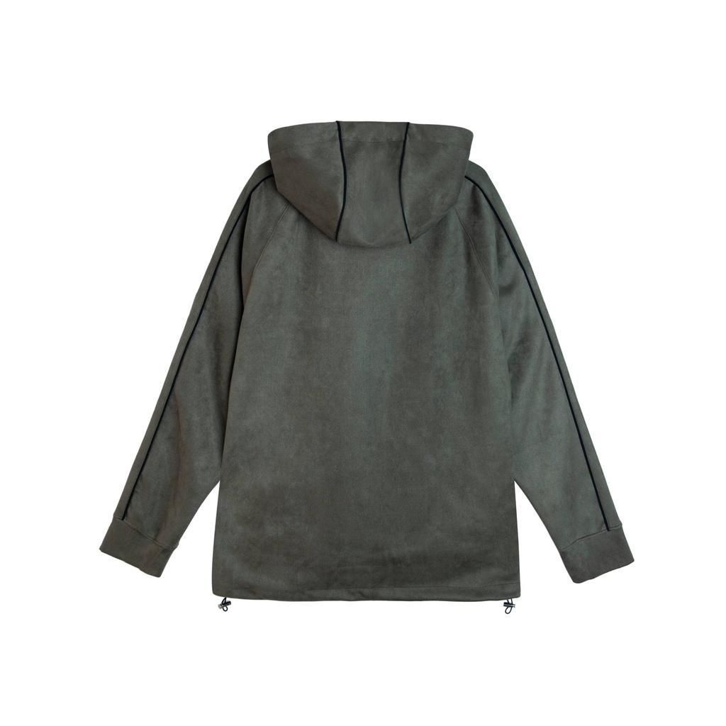 Áo hoodie da lộn 'GOLDIE LEATHER SUEDE LOGO' màu olive