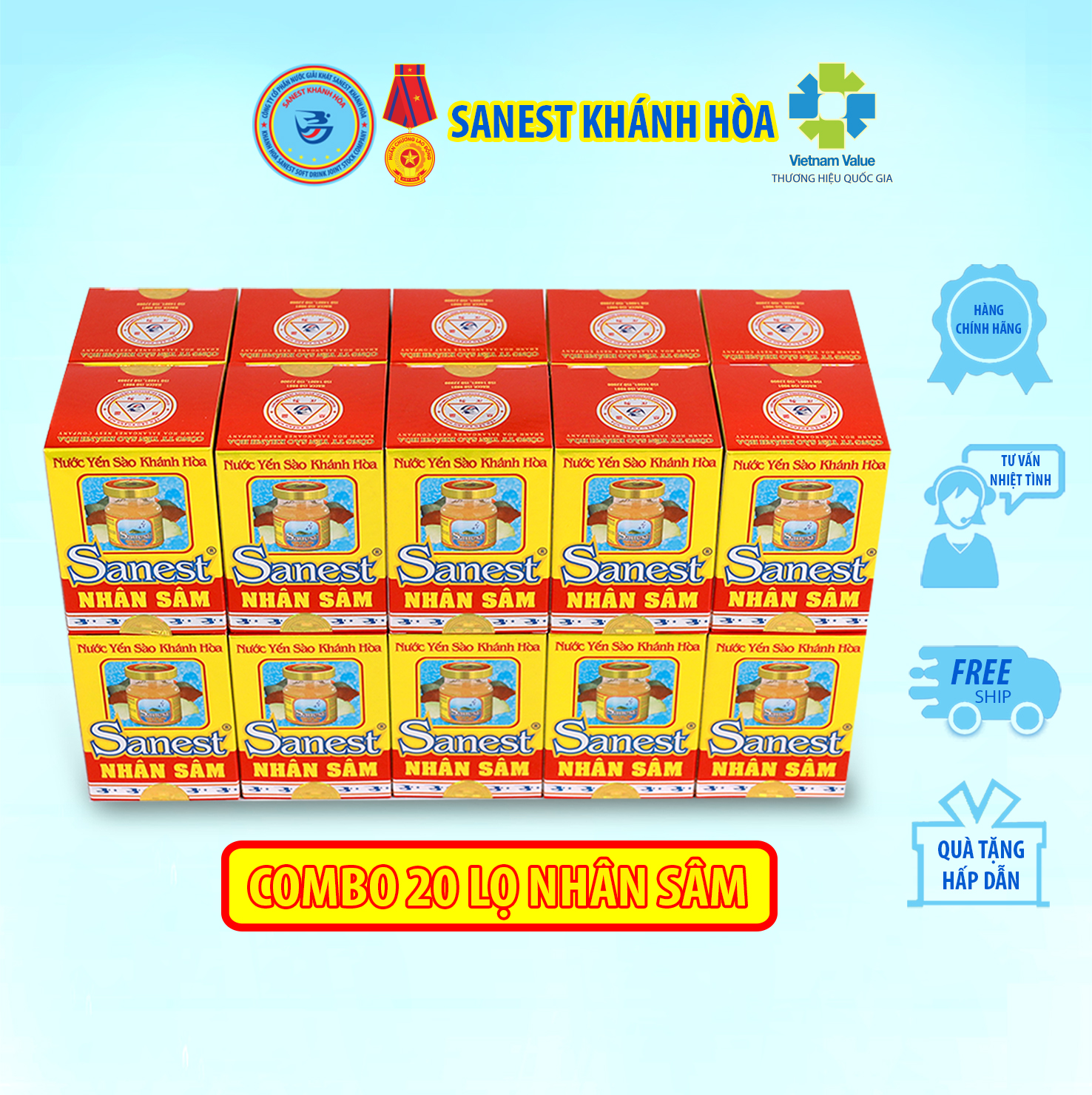 Nước Yến sào Khánh Hòa Sanest Nhân sâm đóng lọ 70 ml