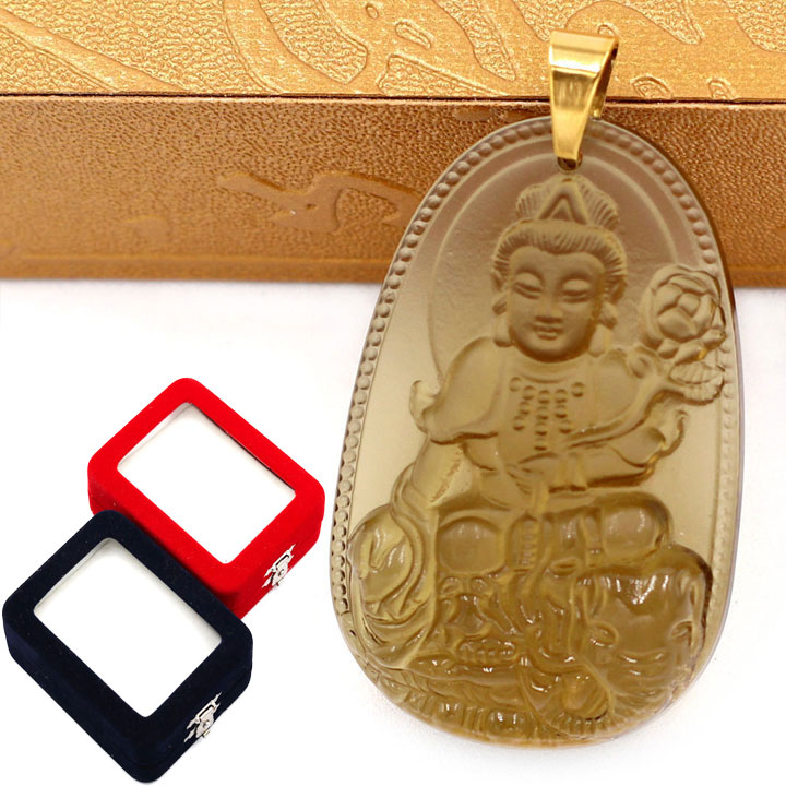 Mặt Phật Phổ hiền Obsidian 5cm kèm hộp nhung