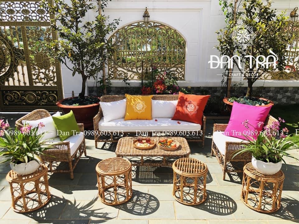 Bộ Bàn Ghế Mây Cambridge Mây Rắc Xuất Khẩu, Bàn Ghế Mây Phòng Khách , Xưởng Mây Tre ĐAN TRÀ
