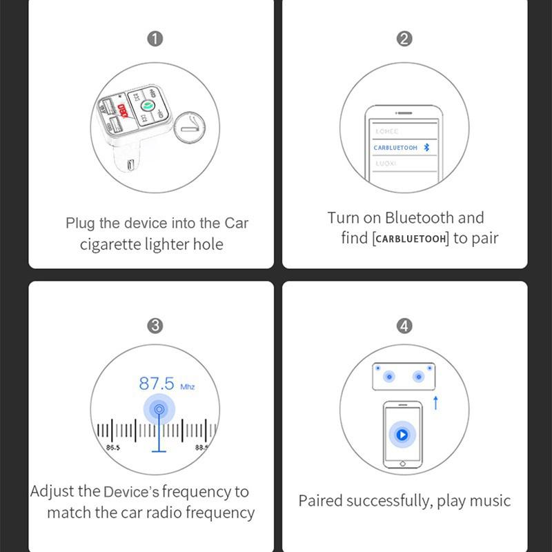 Máy nghe nhạc MP3 đài FM Bluetooth 5.0 kiêm tẩu sạc QC 3.0 cho điện thoại Android/iOS trên xe hơi