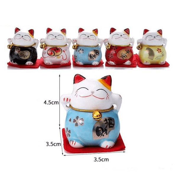 BỘ 5 CHÚ MÈO THẦN TÀI MANEKI NEKO - Ngũ Mèo Thần Tài Đem lại sự may mắn, Bình yên Bằng Chất liệu Gồm sứ tinh xảo