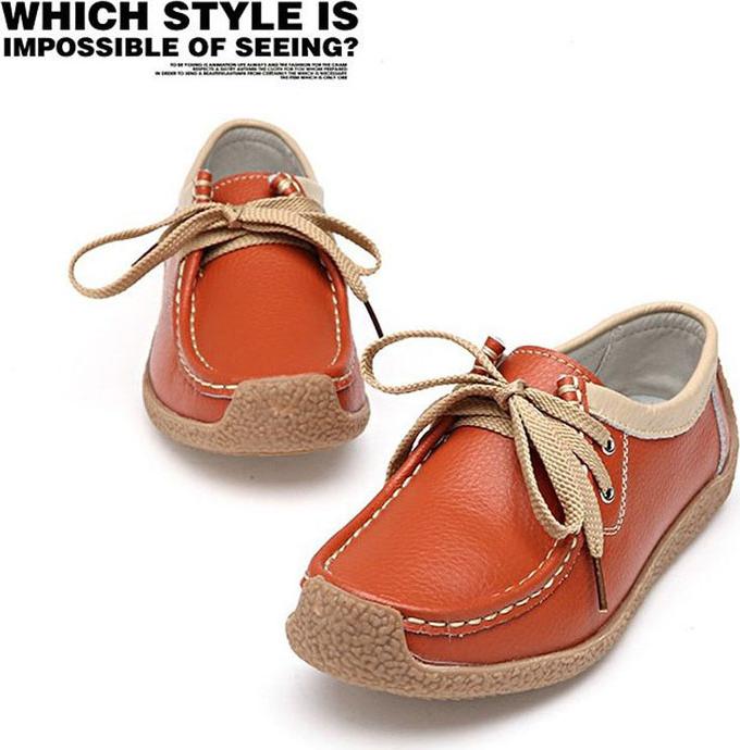 Women's Oxford Casual Shoes Soft Leather Lace-Up Flat Boat Shoes