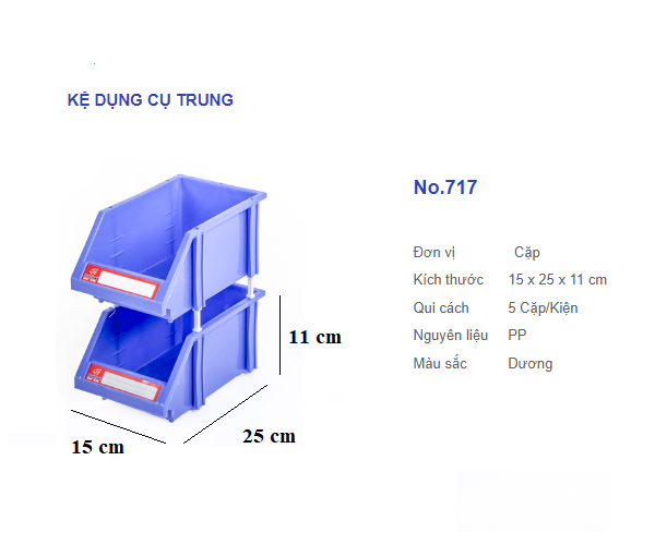 Combo 5 Cặp Kệ Dụng Cụ TRUNG Duy Tân (15 x 25 x 11 cm) - Kệ Khay chuyên dụng đựng linh kiện điện tử, bu lông , ốc vít - Hibucenter