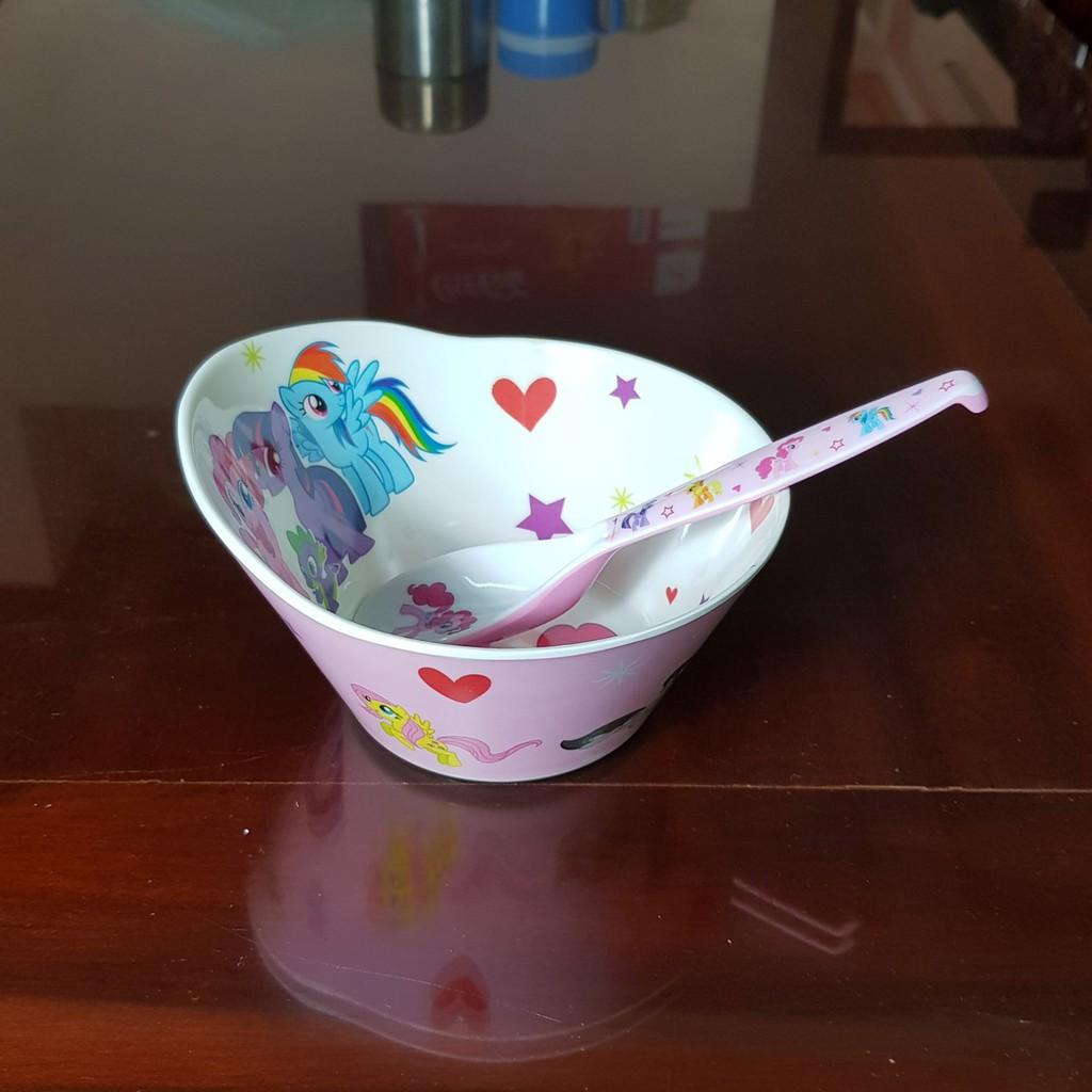 Bộ chén ăn,muỗng hoạt hình pony cho bé