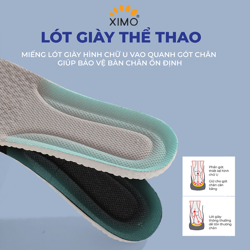 Lót giày thể thao đế cao su non mềm mại, chống sốc, giảm chấn thương cho lòng bàn chân XIMO (LGTT28)
