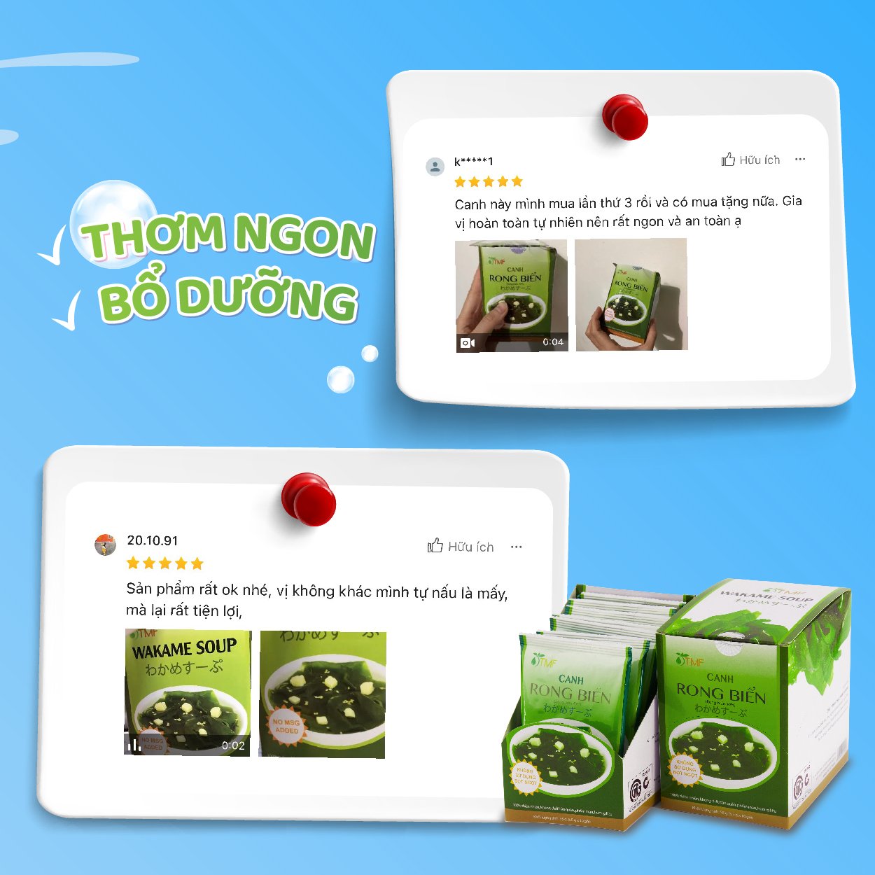 1 gói canh rong biển đậu hũ ăn liền nấu canh không bột ngọt cho bé TÂM MINH FOODS