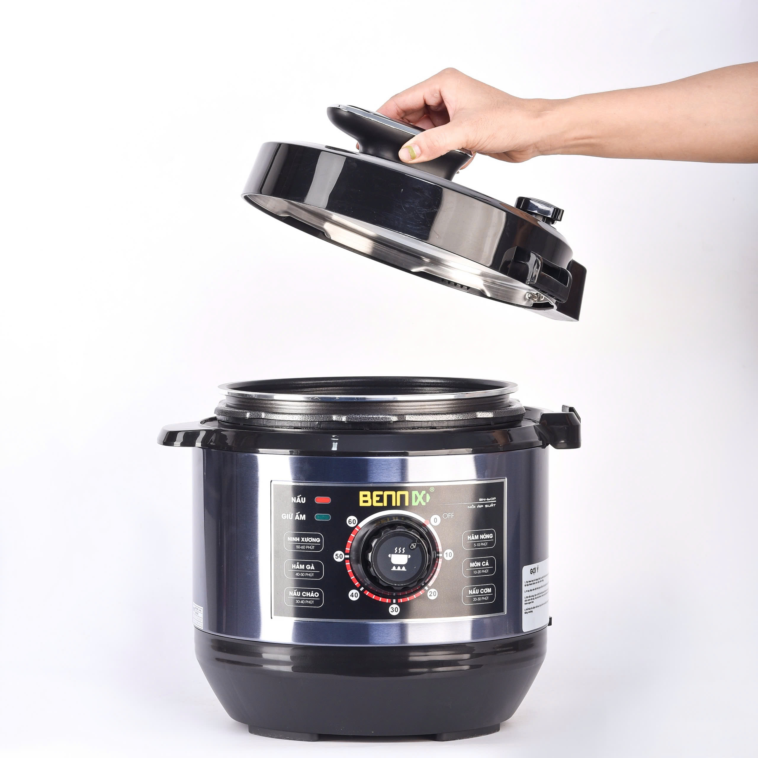 Nồi Áp Suất Điện Lòng Niêu Bennix BN- 60P Dung Tích 6L, Nồi Điện Nấu Đa Năng Hầm Xương Kho Cá Nấu Cơm Nấu Cháo- Hàng Chính Hãng
