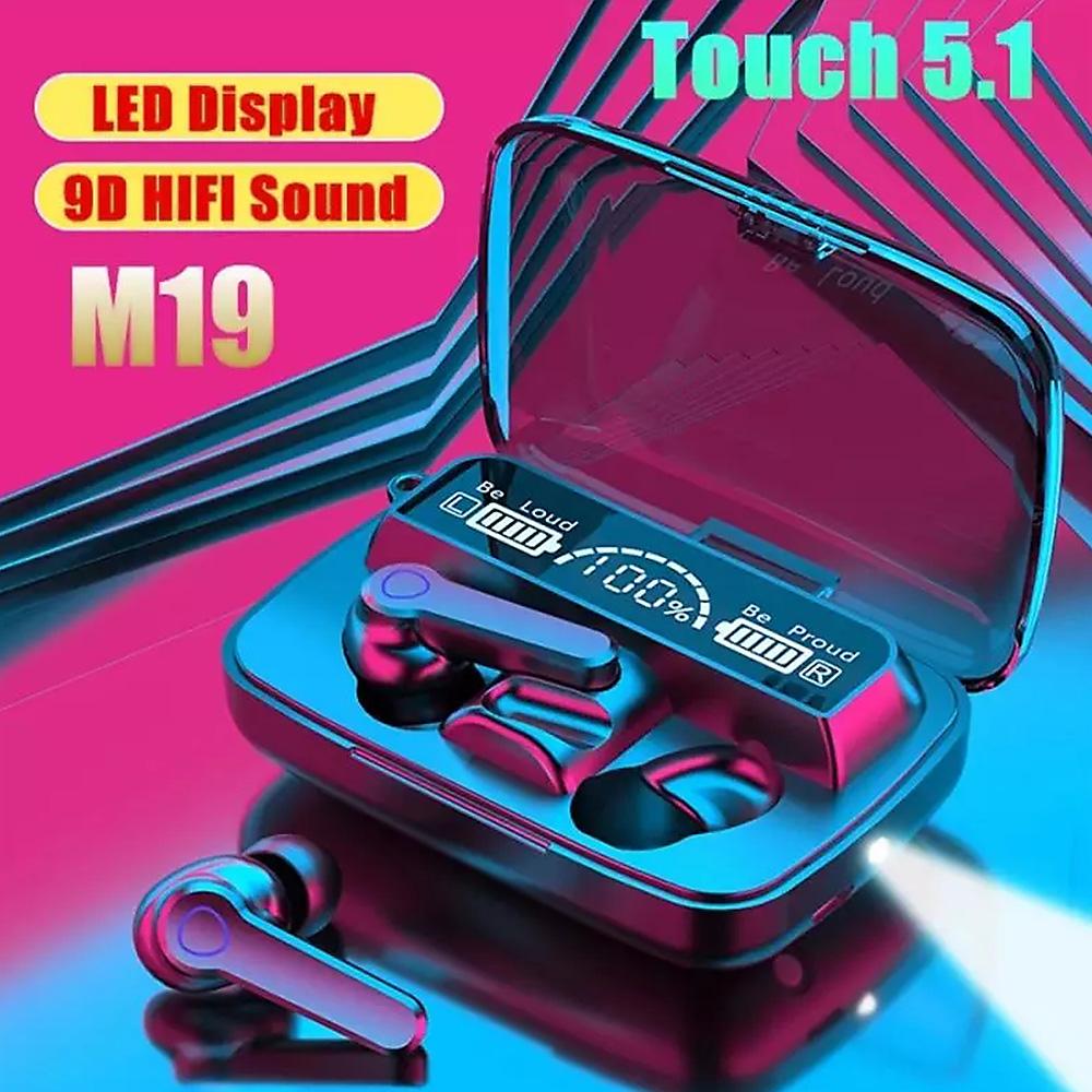 M19 TWS BT5.1 Wireless Earphones 3D Touch Control LED Digital Display IPX7 Waterproof CVC 8.0 Noise Reduction Earbuds