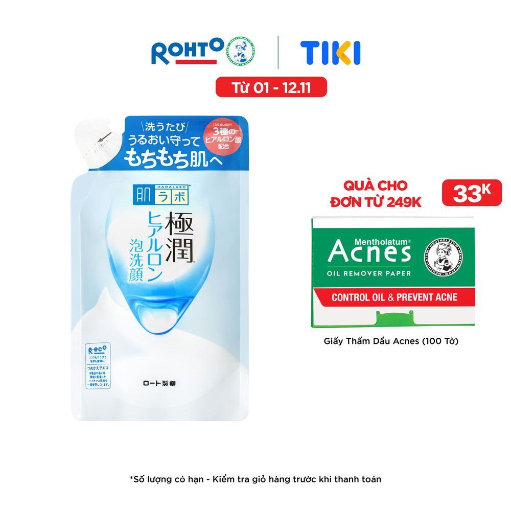 Bọt rửa mặt dưỡng ẩm Hada Labo Gokujyun Moisturizing Foaming Wash 140ml (Dung dịch thay thế)