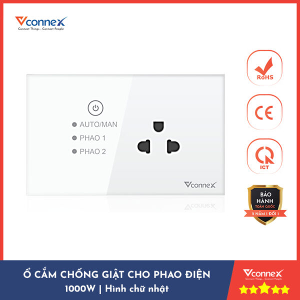 Ổ cắm chống giật cho phao điện Vconnex - Sử dụng cho mạch Bơm + Phao bồn chứa + Phao bể ngầm