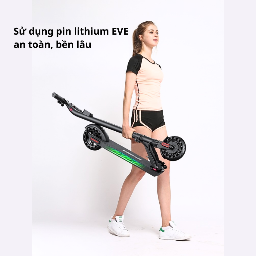 Xe scooter điện gấp gọn, pin trâu, sạc nhanh , phanh điện tử, lốp đặc tổ ong tăng ma sát, giảm sóc nâng cấp