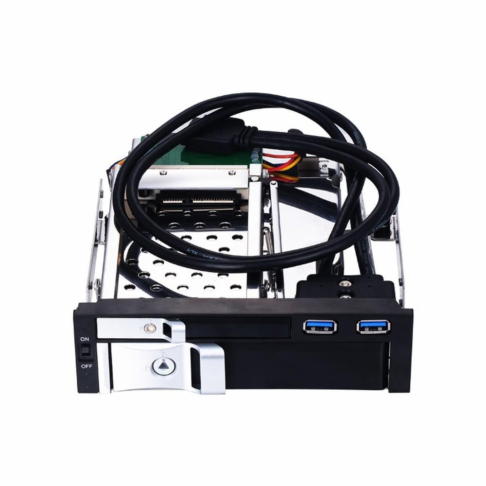 Internal Dual Slot Hard Disk Case 2.5+3.5 inch SATA HDD/SSD Enclosure Tool-free Design with 2 USB3.0 Ports Safety Locks