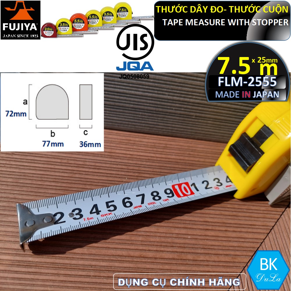 Thước dây- Thước cuộn 25mm 7.5M Fujiya FLM-2575 GENUINE- Made in Japan