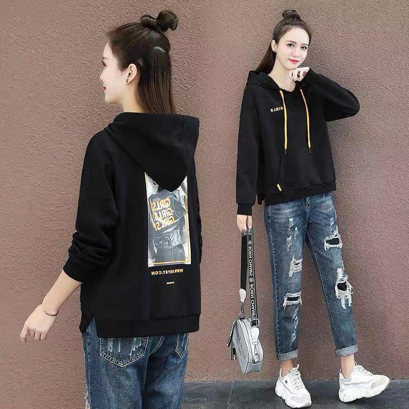 Áo nỉ nữ thêu chữ girl túi trước trẻ trung